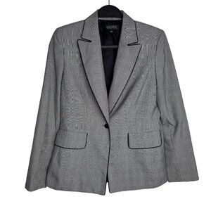 VTG Kasper Office Siren Academia Size 6 Gray Plaid Blazer Single-Button Closure